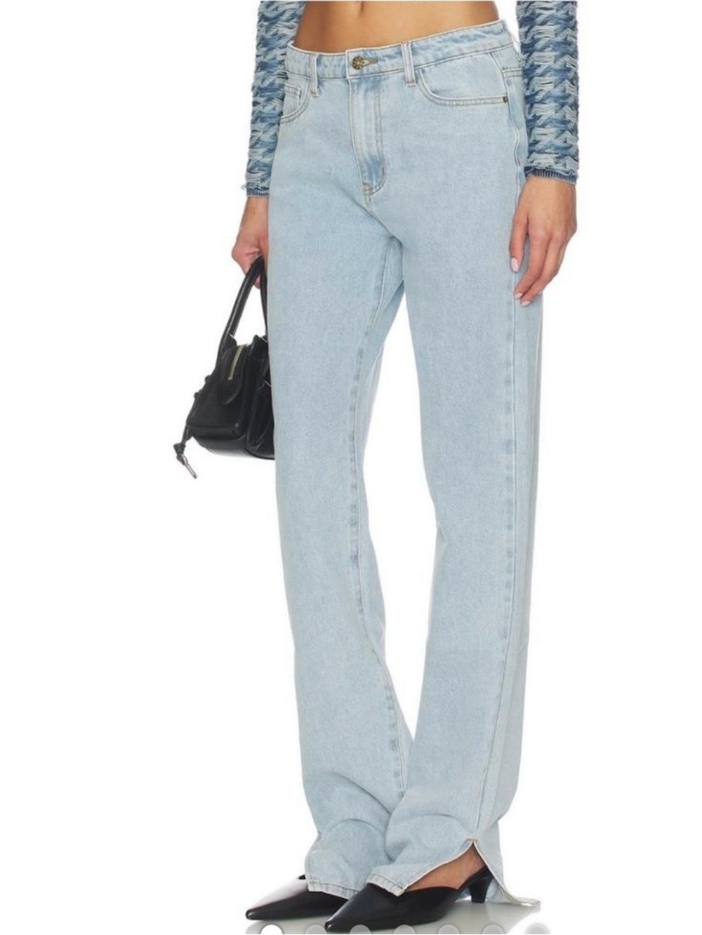 Lioness High Waist Split Hem Straight Leg Jeans